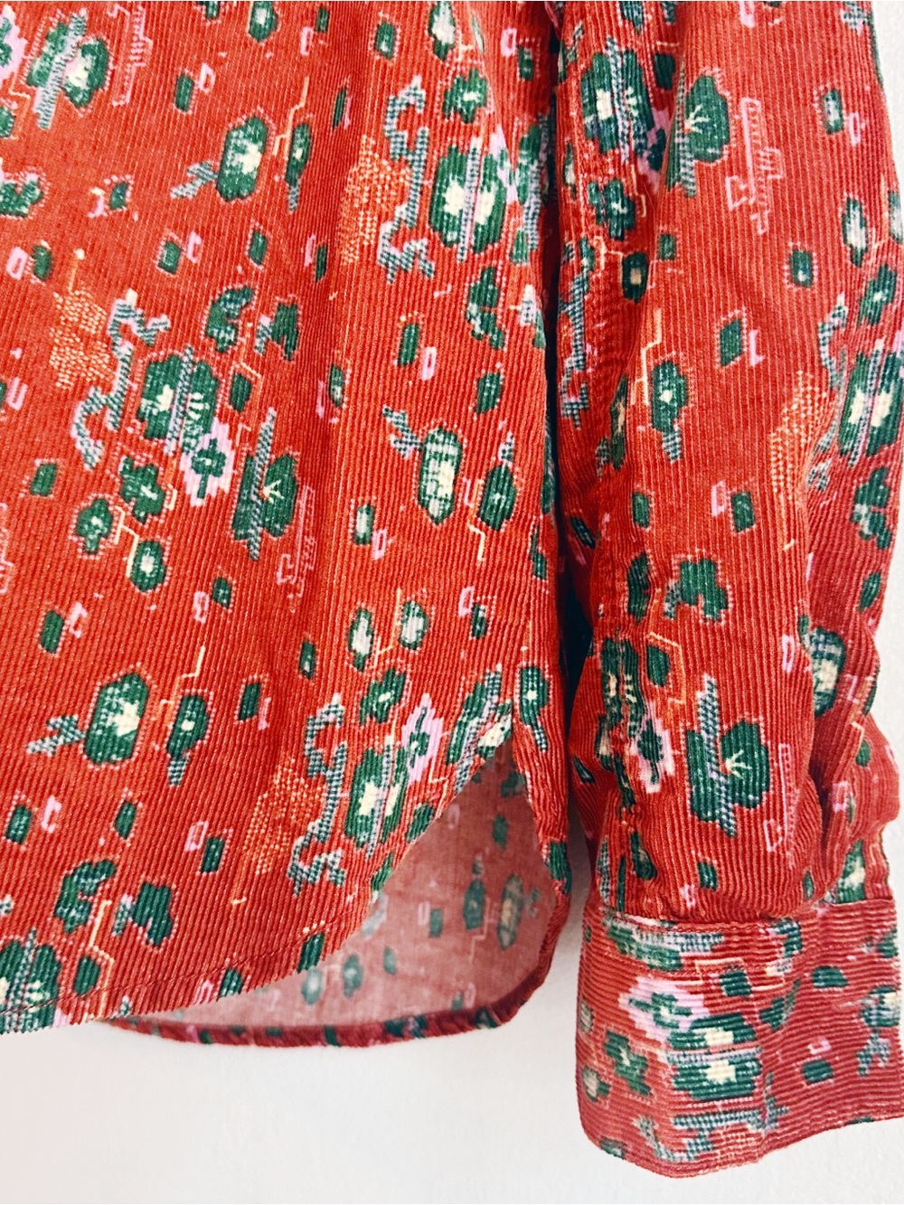 Anthropologie Building 18 corduroy floral rust orange blouse US 2 small cotton - Picture 6 of 10